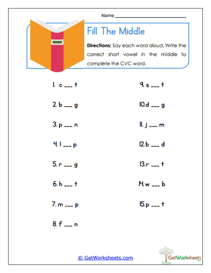 Fill the Middle Worksheet
