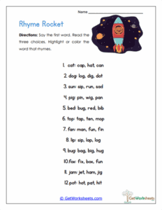 Rocket Pick Worksheet - Choosing the Word That Sounds Right