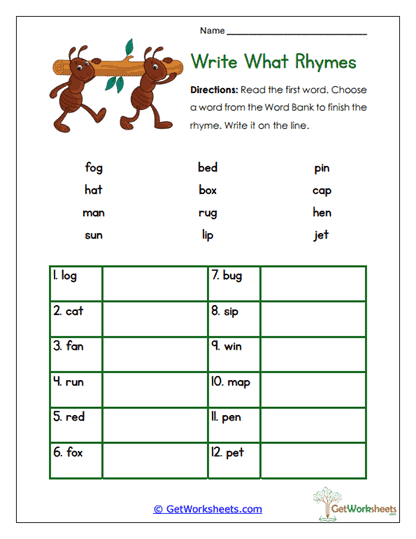 Word Fill Worksheet