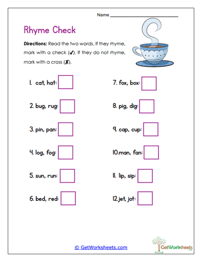 Word Match-Up Worksheet