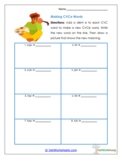 Making CVCe Words Worksheet