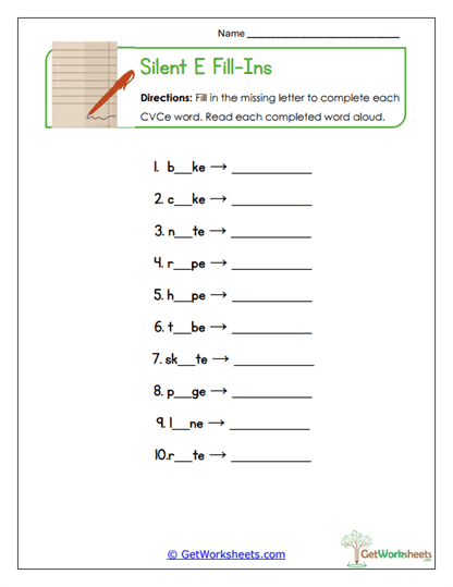 Fill-Ins Worksheet
