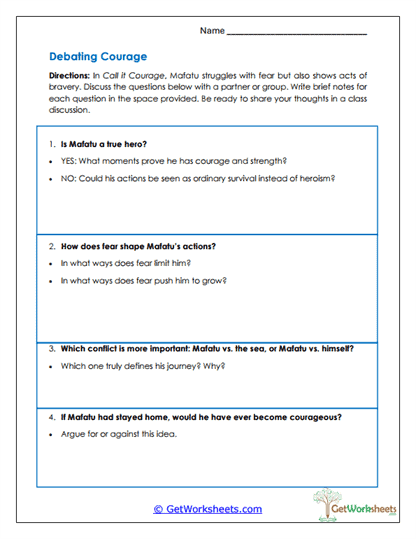 Debating Courage Worksheet
