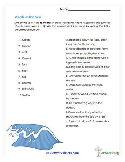 Words of the Sea Worksheet