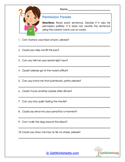 Permission Parade Worksheet
