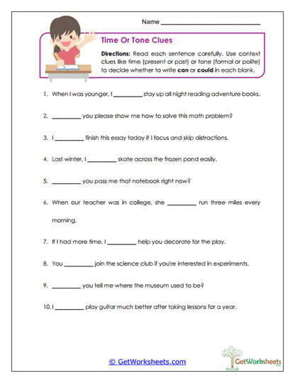 Time or Tone? Worksheet