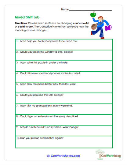 Modal Shift Lab Worksheet