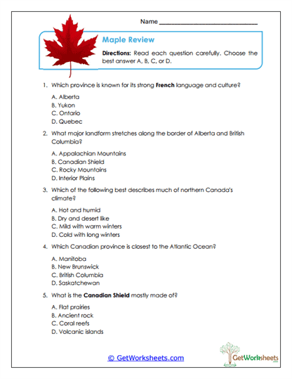 Maple Review Worksheet