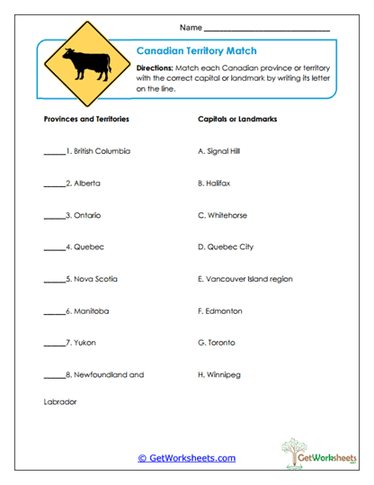 Territory Matching Worksheet