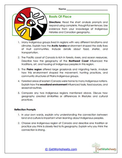 Indigenous Geography Worksheet