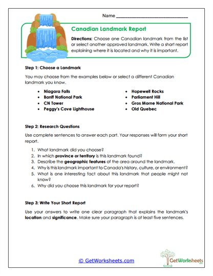 Landmark Report Worksheet