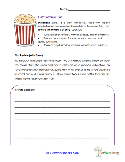 Film Review Fix Worksheet