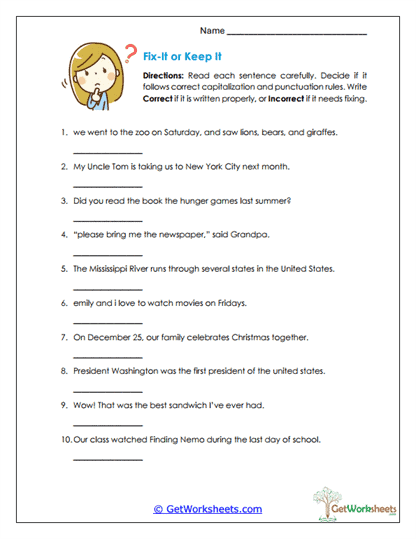 Fix-It or Keep It Worksheet