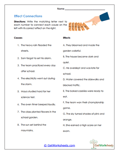 Cause and Effect Worksheets