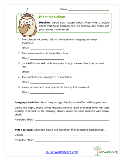 Effect Predictions Worksheet