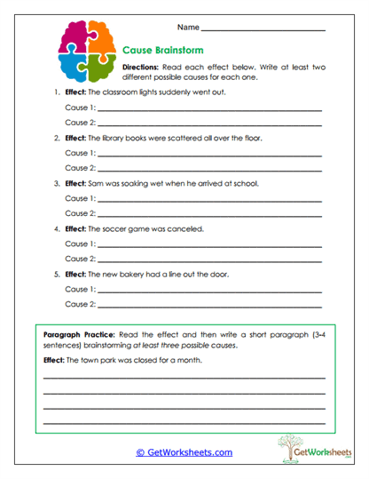 Cause Brainstorm Worksheet