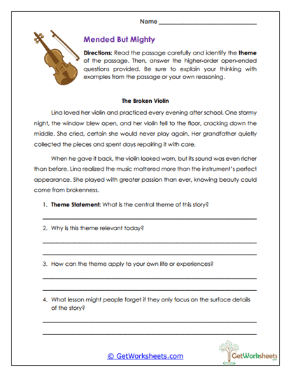 Mended but Mighty Worksheet