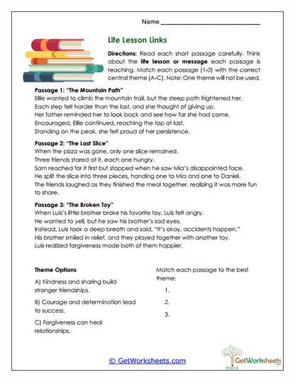 Life Lesson Links Worksheet