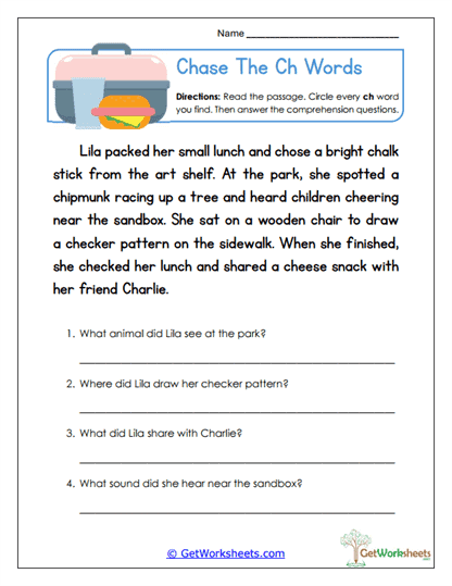 Ch Word Chase Worksheet