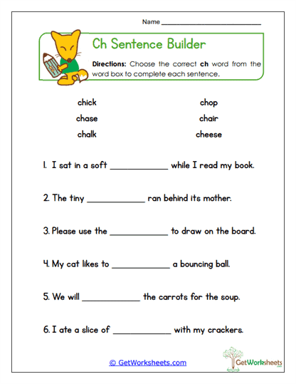 Ch Sentence Builder Worksheet