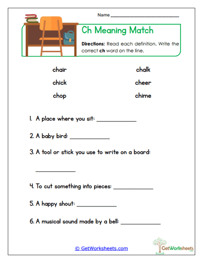 Meaning Match Worksheet