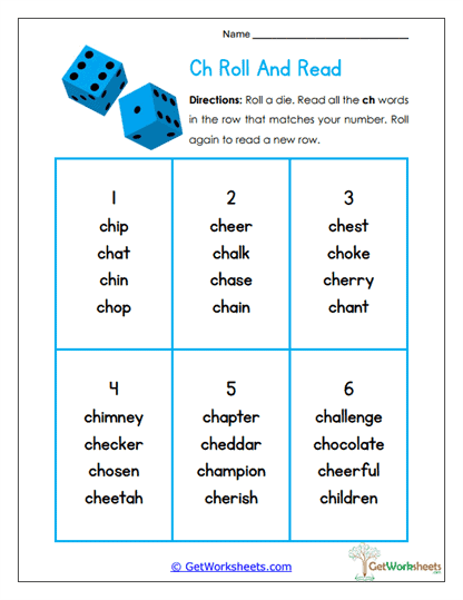 Roll and Read Worksheet
