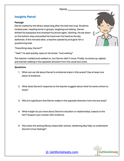 Analyzing Inner Feelings Worksheet