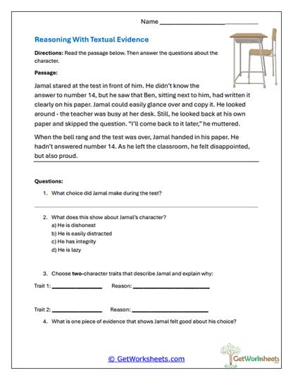 Reasoning With Evidence Worksheet