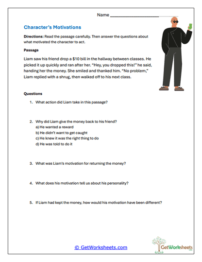 Character Motivations Worksheet