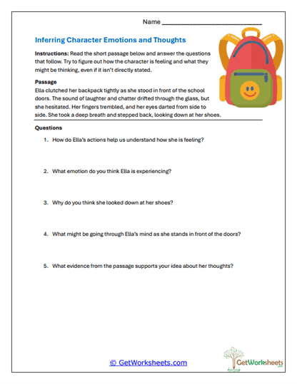 Inferring Emotions and Thoughts Worksheet