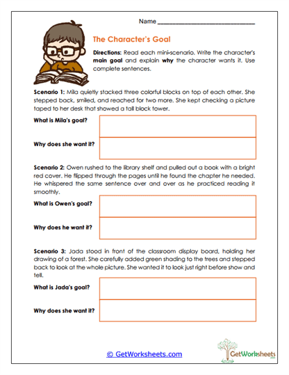 Character Goals Worksheet