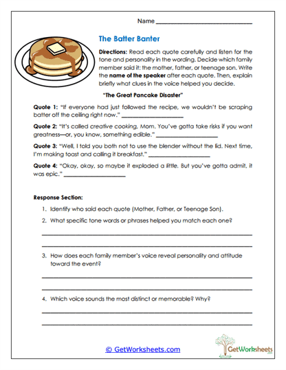 The Batter Banter Worksheet