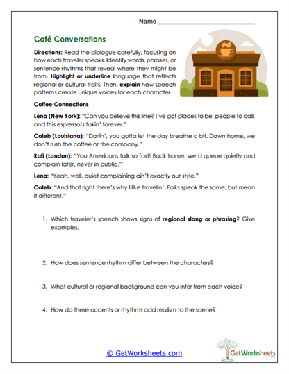 Café Conversations Worksheet