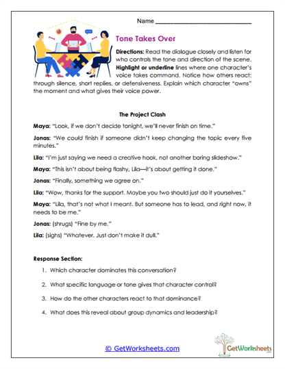 Tone Takes Over Worksheet