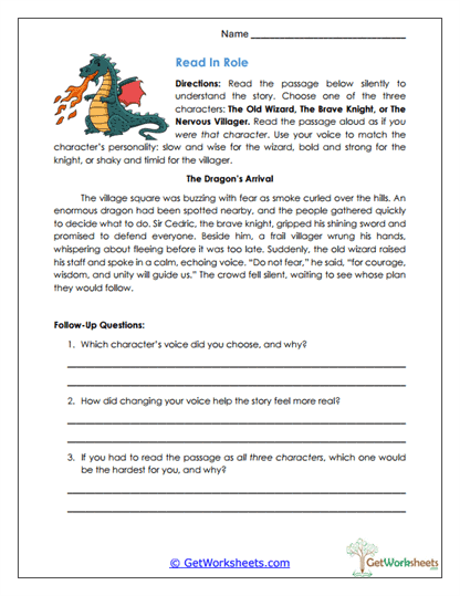 Read in Role Worksheet