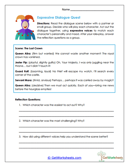 Expressive Dialogue Quest Worksheet