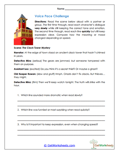 Voice Pace Challenge Worksheet