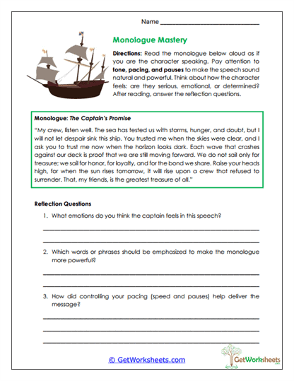 Monologue Mastery Worksheet