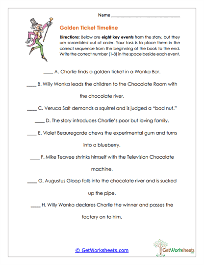 Golden Ticket Timeline Worksheet