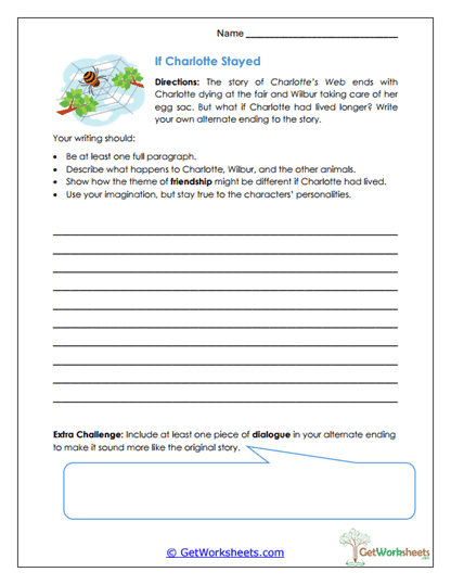 Alternate Ending Writing Worksheet