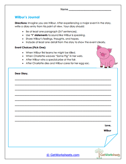 Diary Entry Writing Worksheet