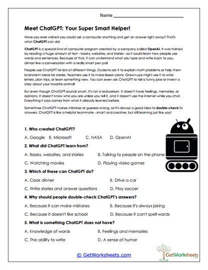 ChatGPT Introduction Worksheet