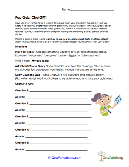 AI Quiz Creation Worksheet