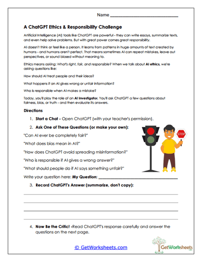 Creative AI Writing Worksheet