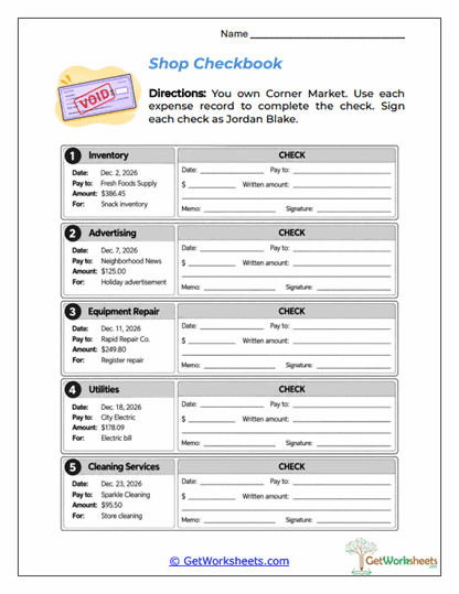 Check Writing Worksheets