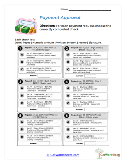 Payment Request Review Worksheet