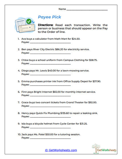 Payee Decision Worksheet