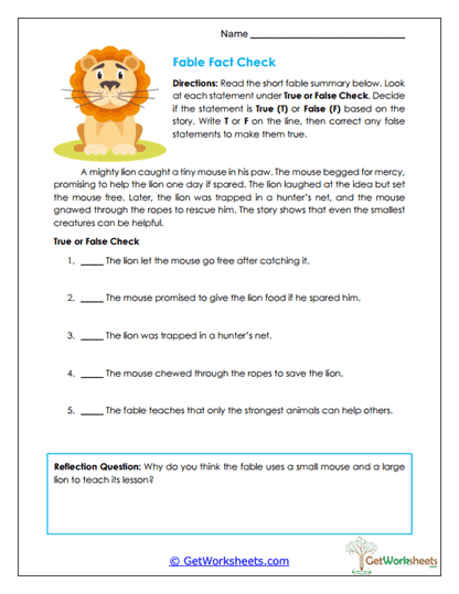 Fable Fact Check Worksheet