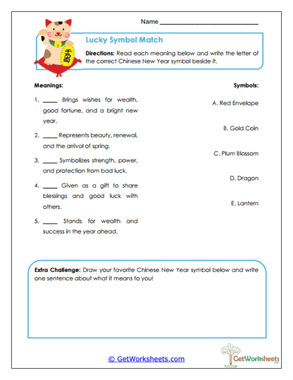 Lucky Symbol Match Worksheet