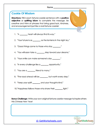Cookie of Wisdom Worksheet